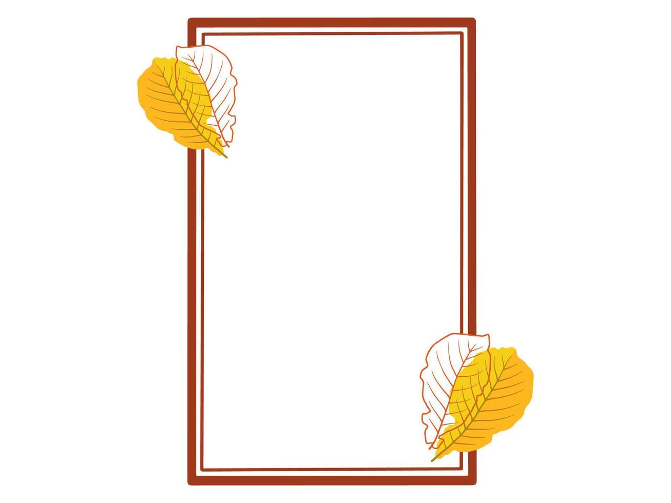 Frame Autumn Leaves Sketch Line Art vector