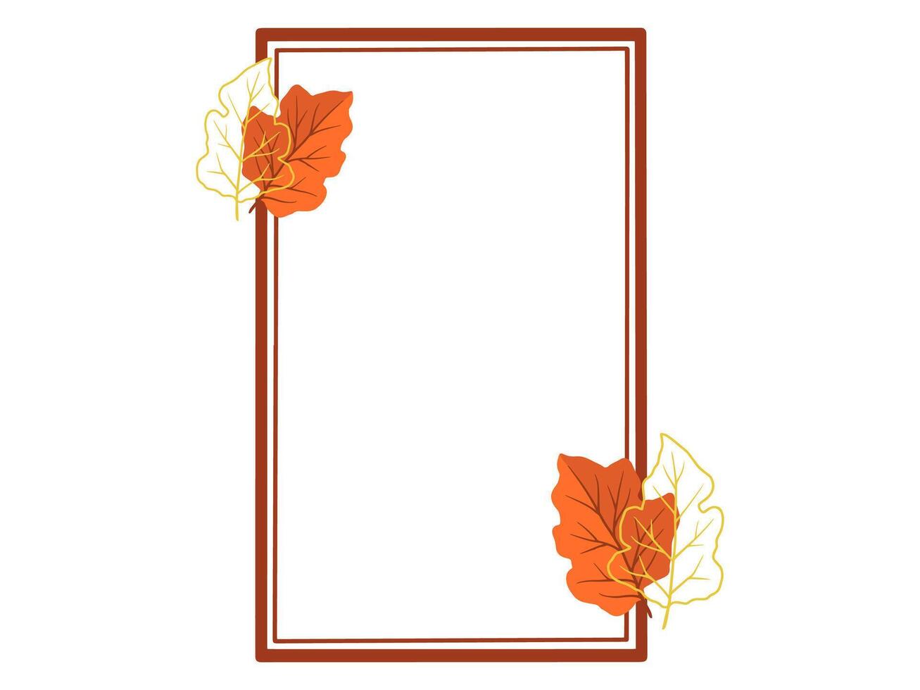 Autumn Leaf Frame Line Art Illustration vector