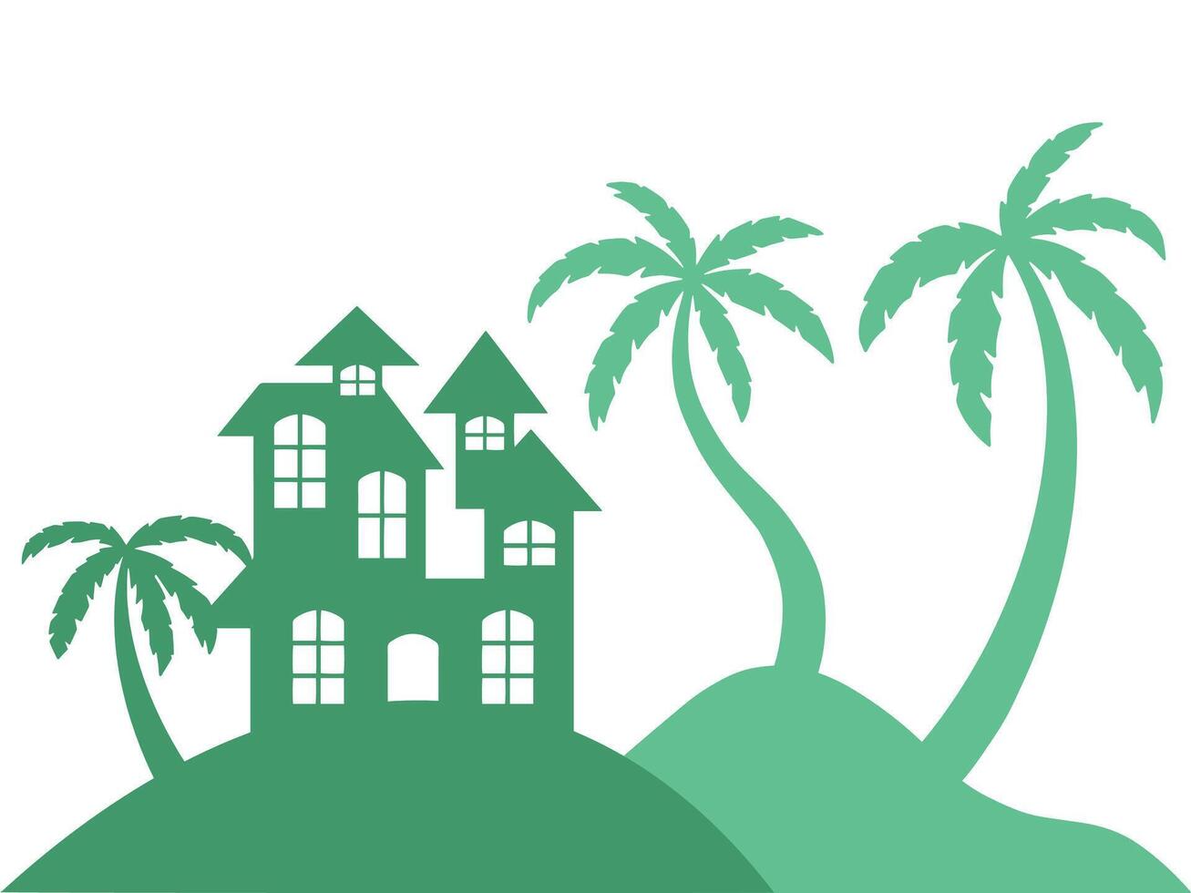 Coconut Tree and House Background vector