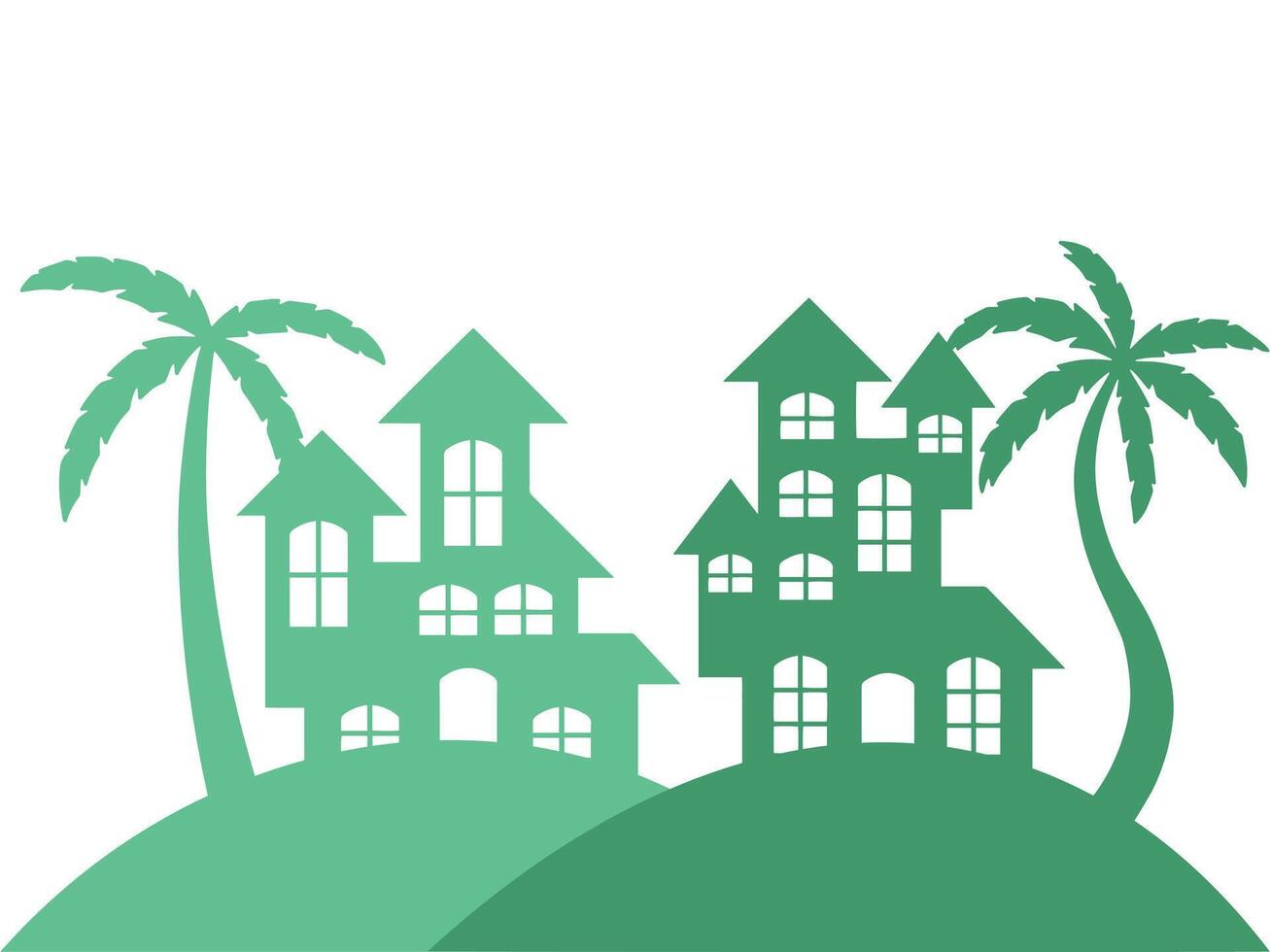 Coconut Tree and House Background vector