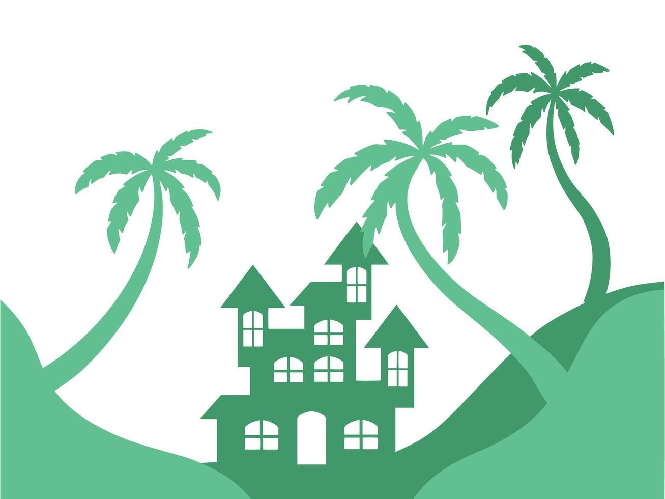 Coconut Tree Silhouette Background Illustration vector