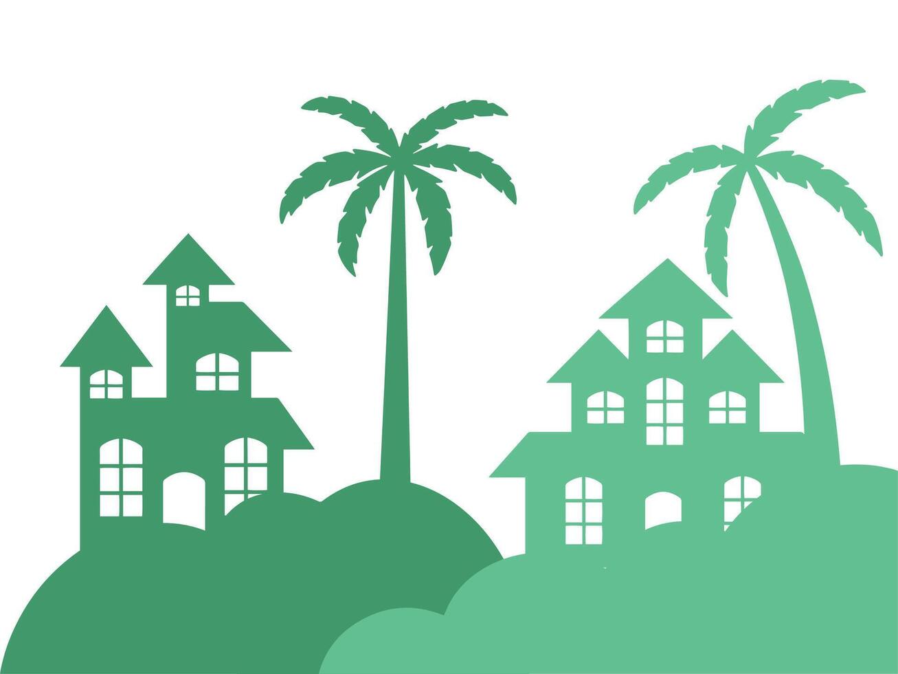 Green House Coconut Tree Background vector