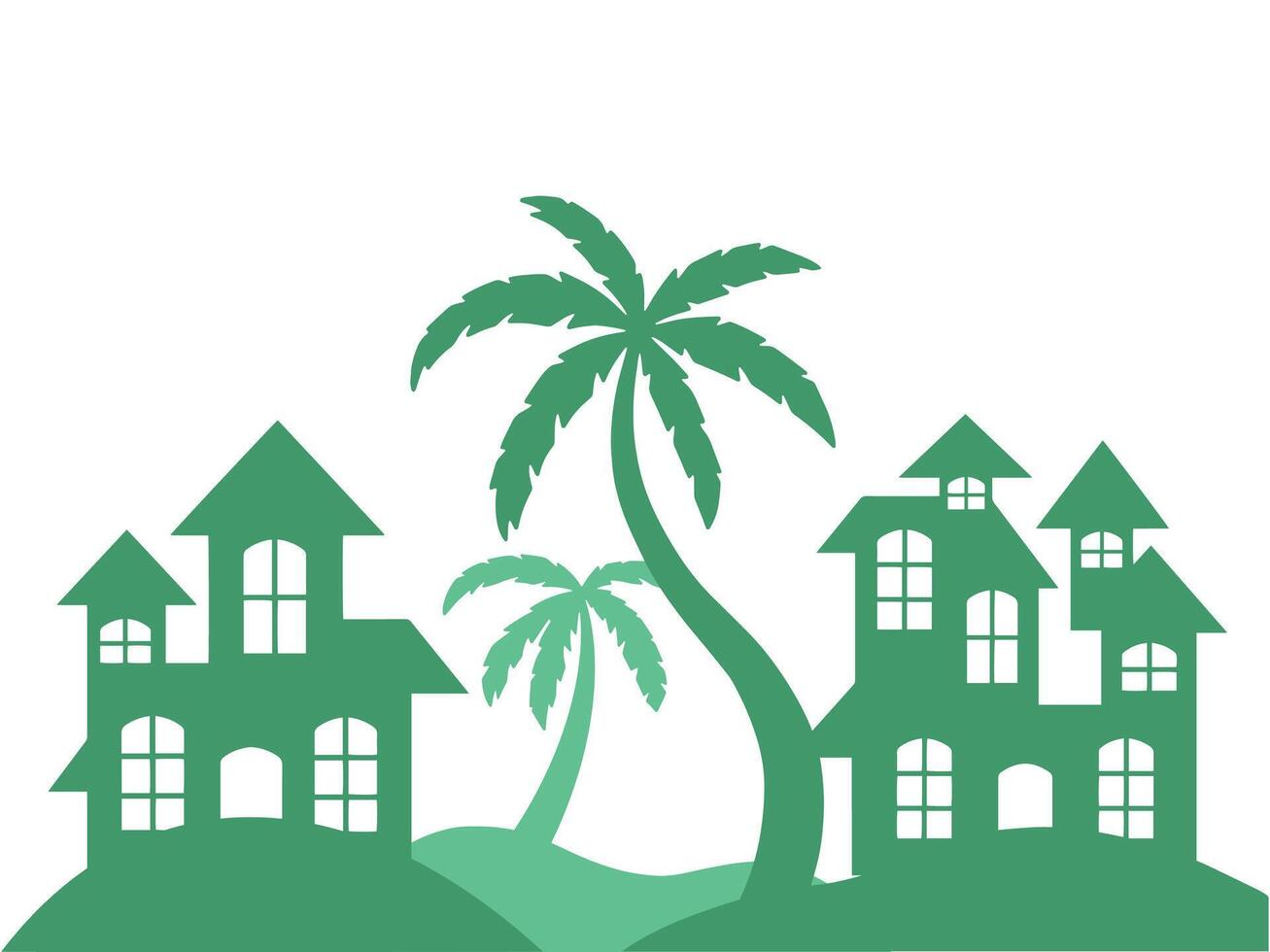 Coconut Tree Silhouette Background Illustration vector