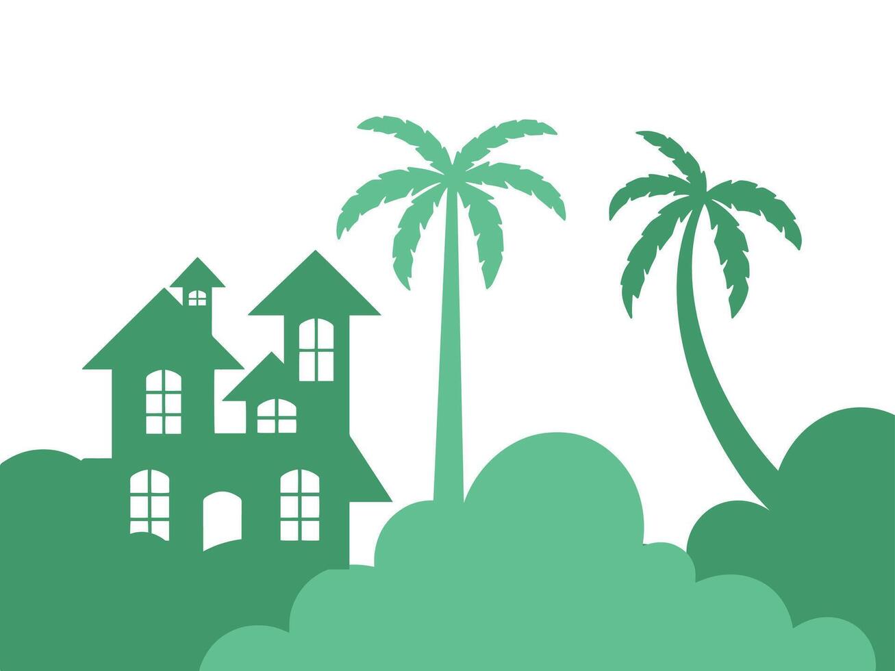 Green House Coconut Tree Background vector