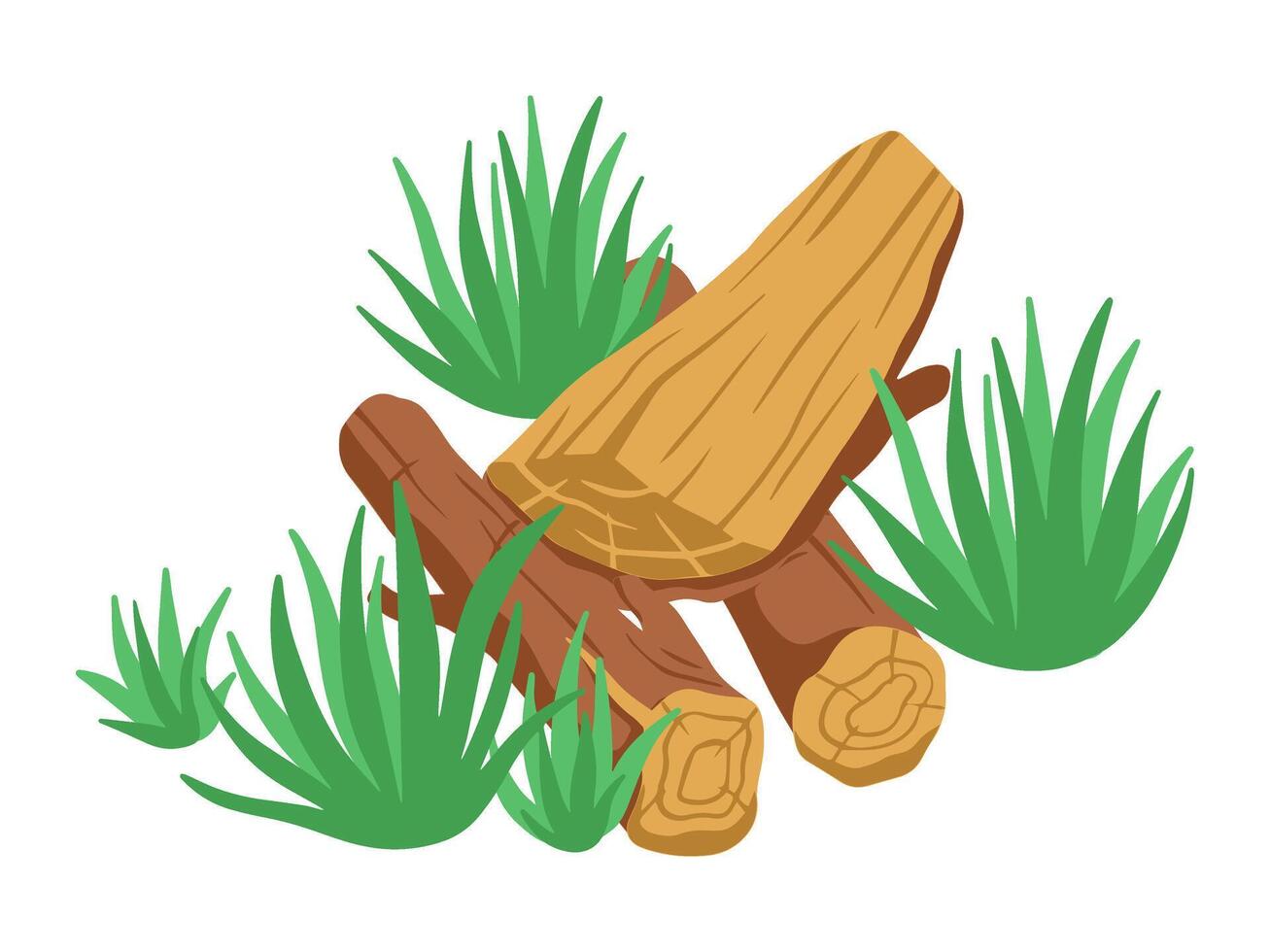 Campfire Wood and Grass Element Illustration vector