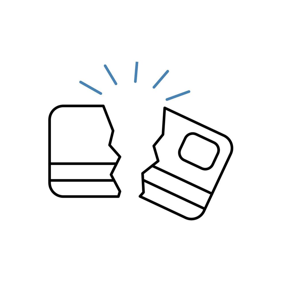 broken concept line icon. Simple element illustration. broken concept outline symbol design. vector