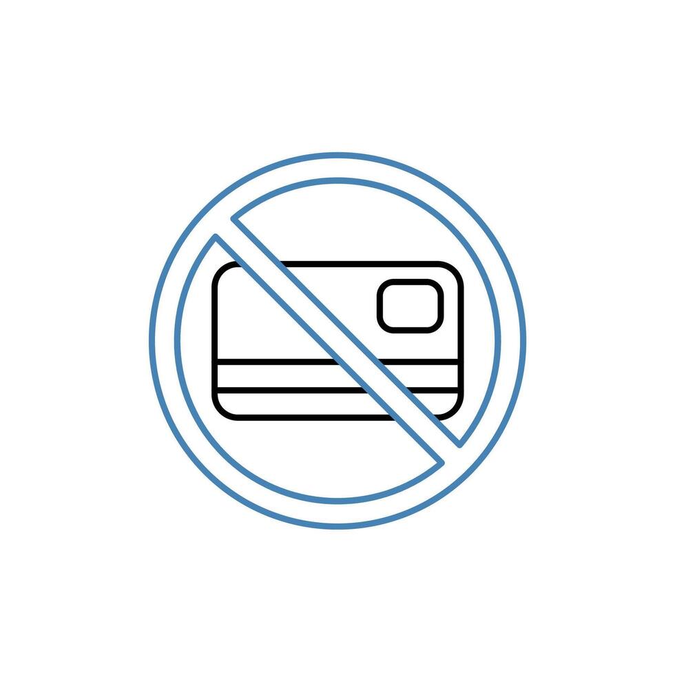 no debit card concept line icon. Simple element illustration. no debit card concept outline symbol design. vector