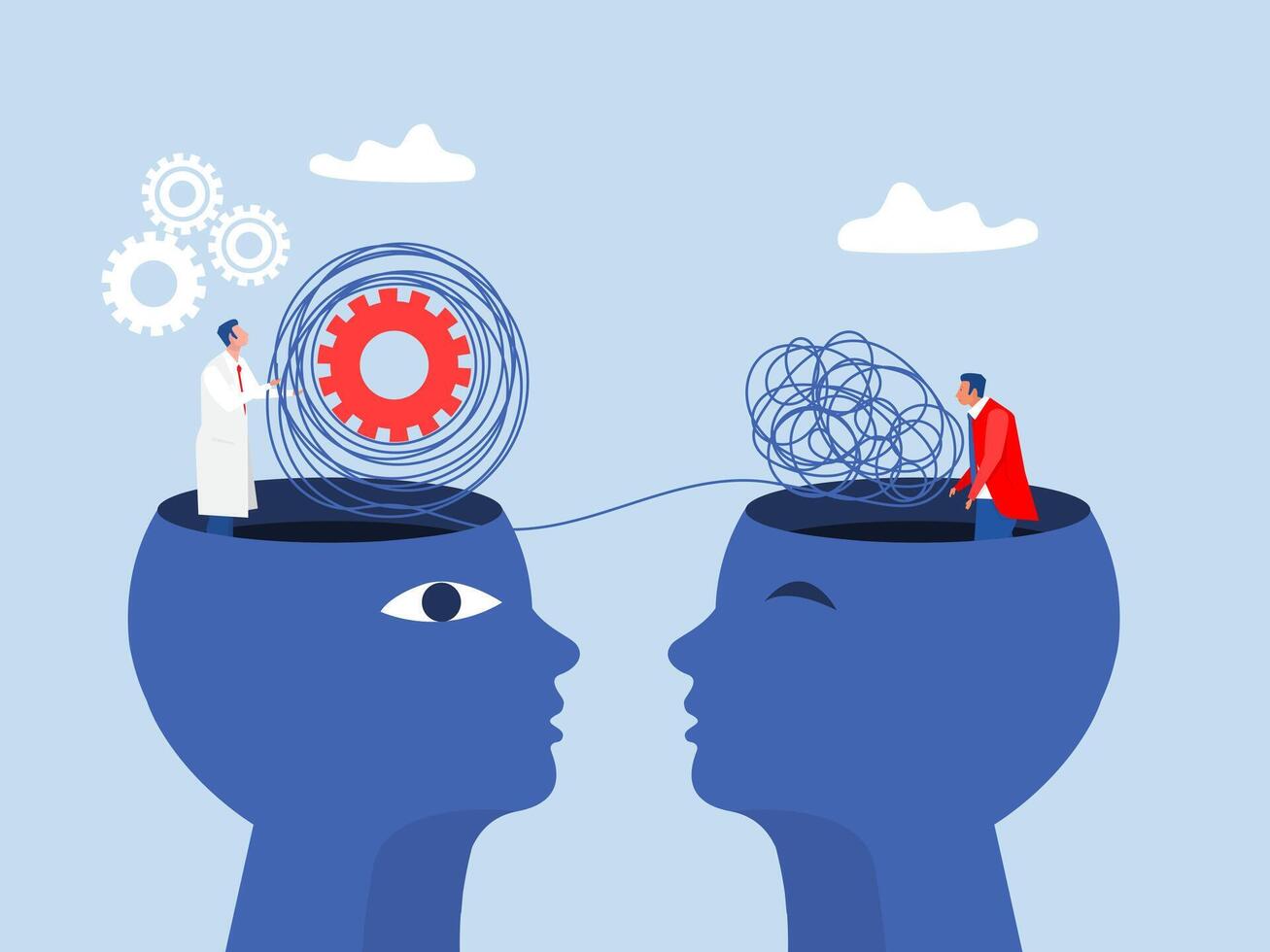 Psychotherapy and psychology help with depressive disorders,Tangled lines above and depression treatment, psychological help and mental health concept vector