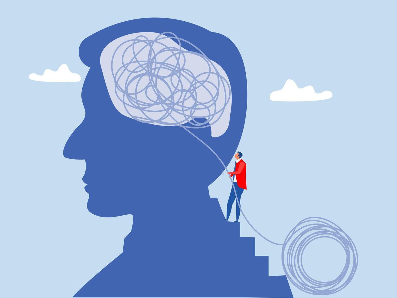 Psychotherapy and psychology help with depressive disorders,Tangled lines above and depression treatment, psychological help and mental health concept vector