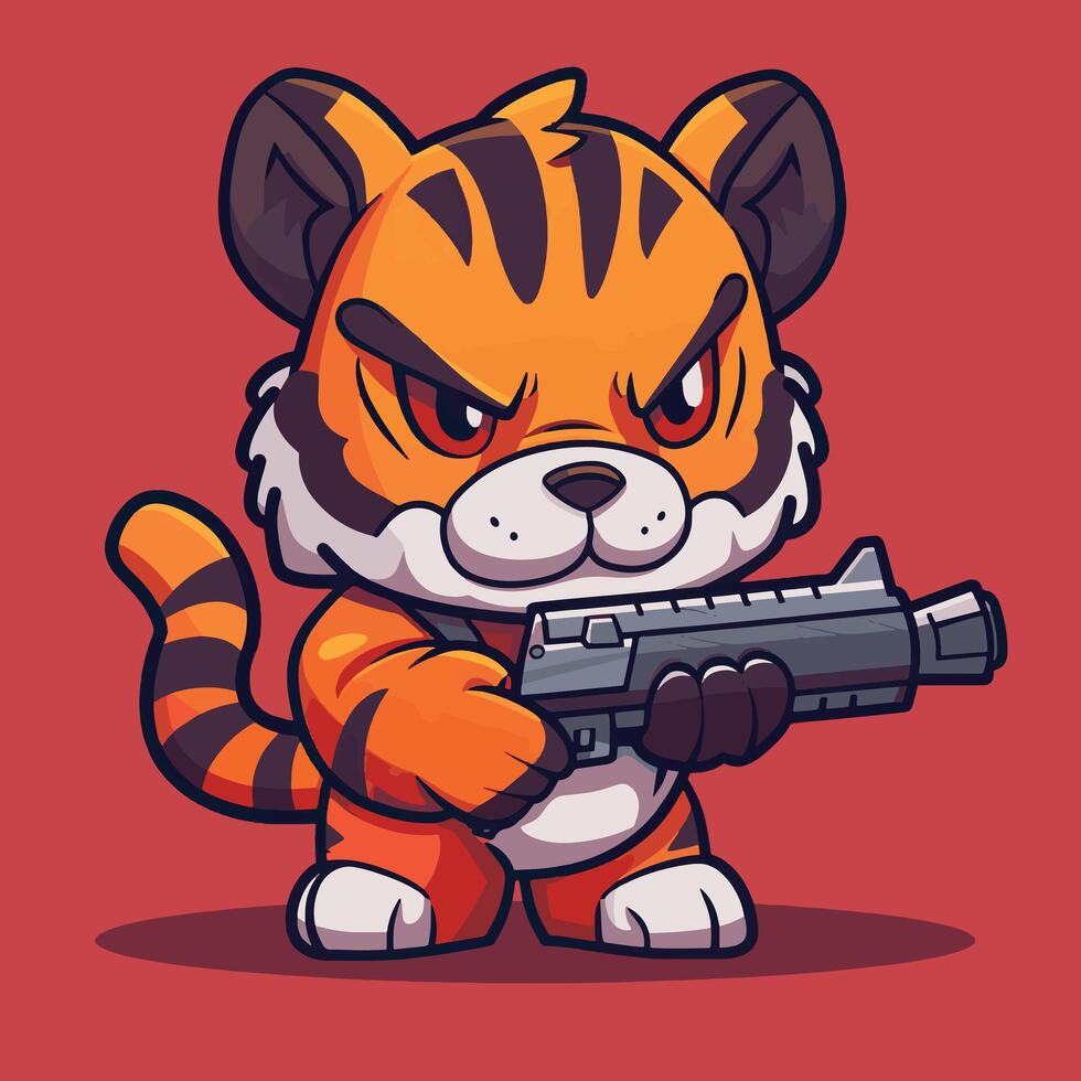 Army Tiger Game Hero Character Design vector