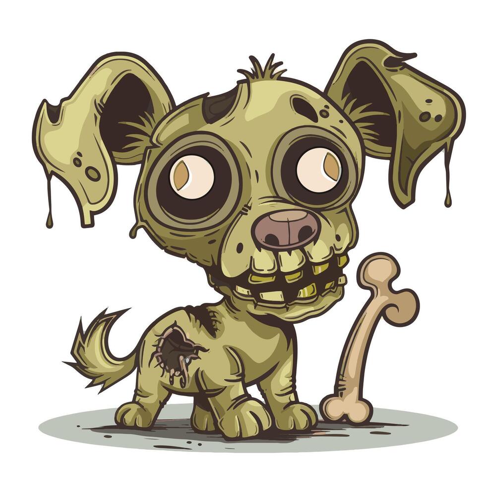 Cheerful Zombie Dog Floppy Ears and Funny Bone vector