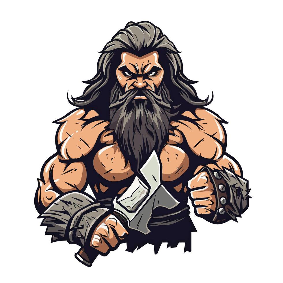 Barbarian Warrior in Fur Clothing vector