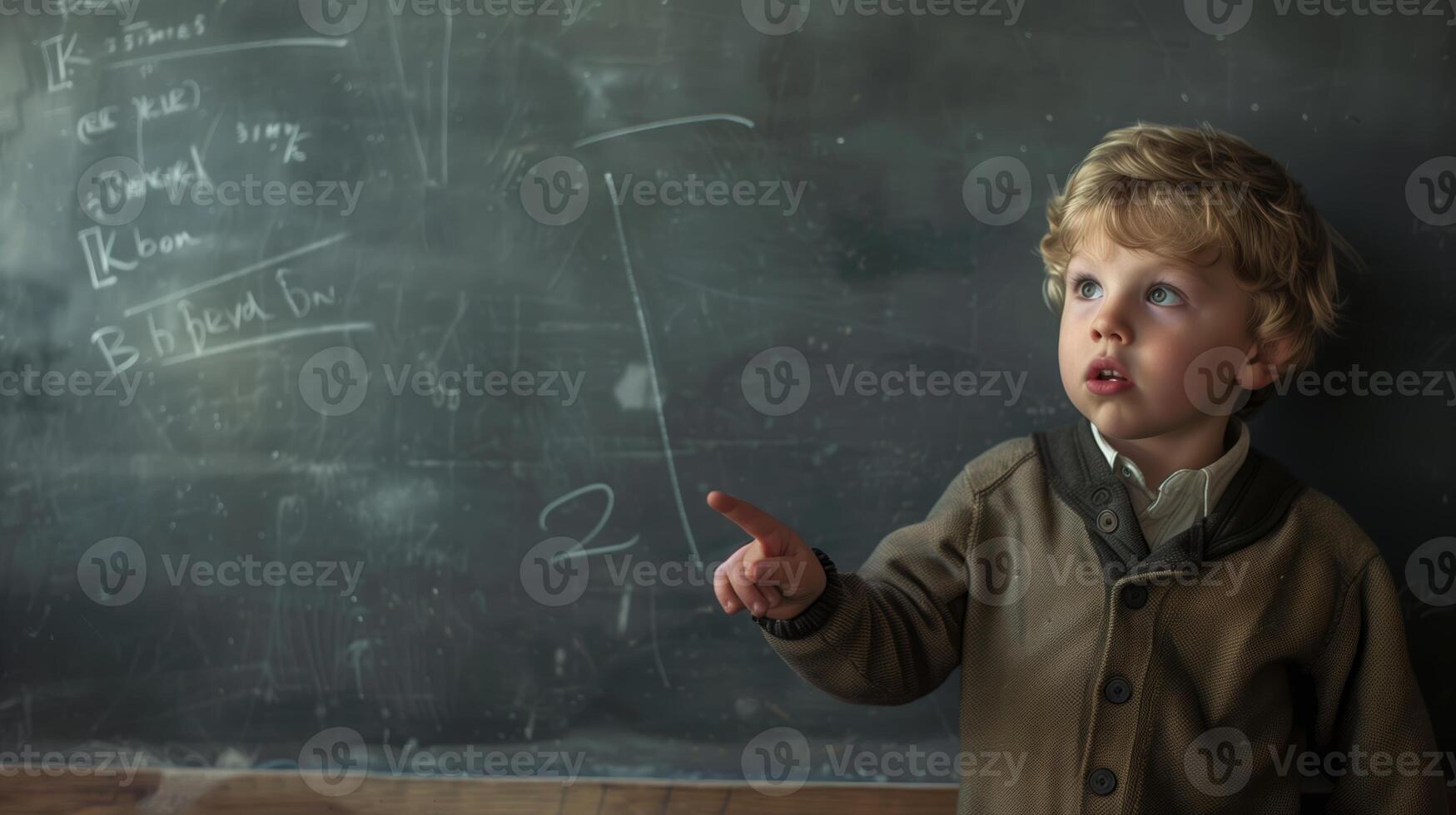 School boy and blackboard photo