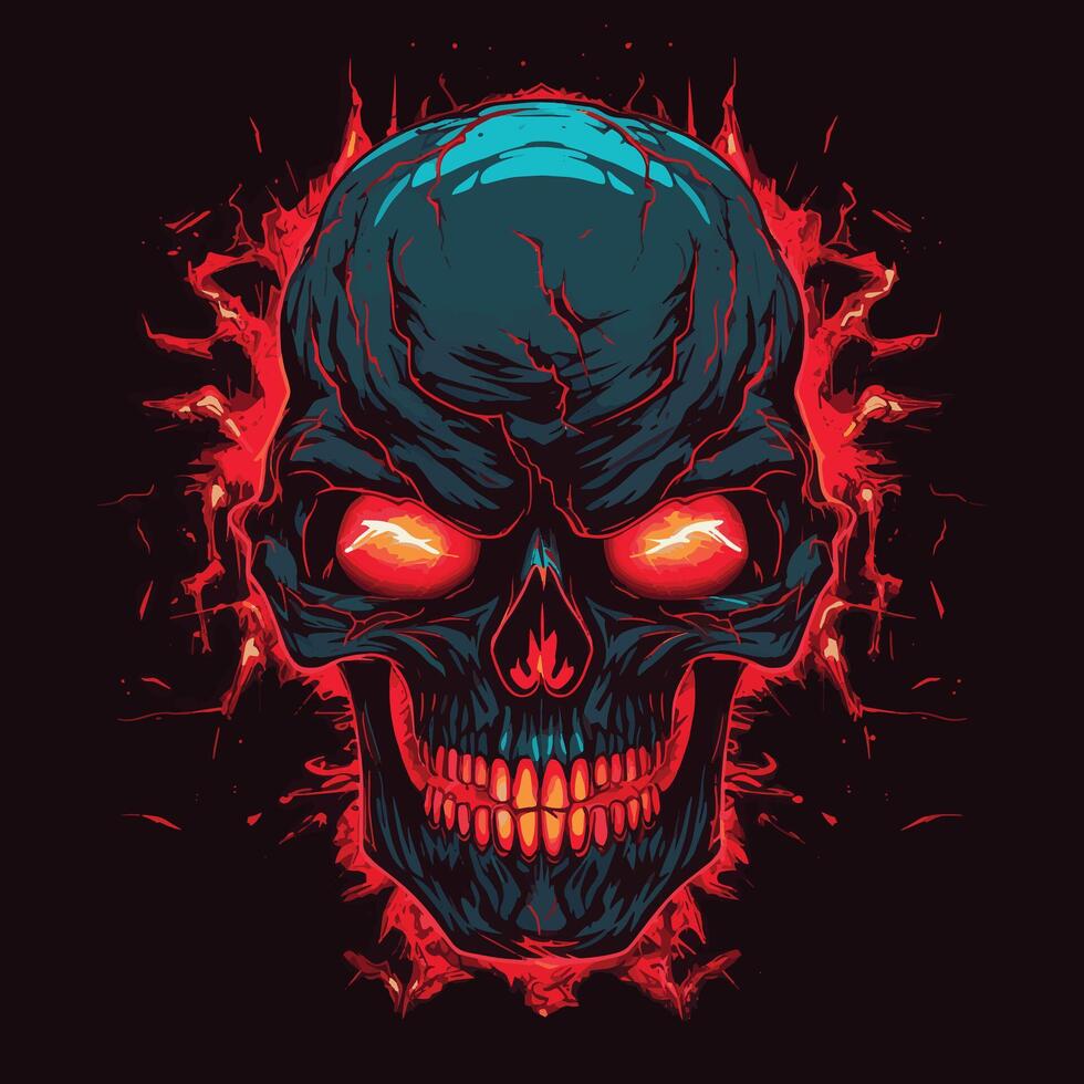 Dreadful Zombie Evil Skull Halloween vector