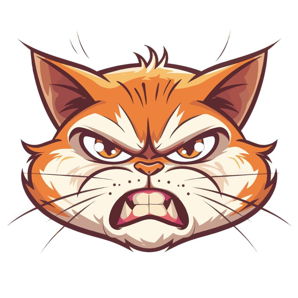 Mad cartoon cat with an exaggerated angry face in style vector