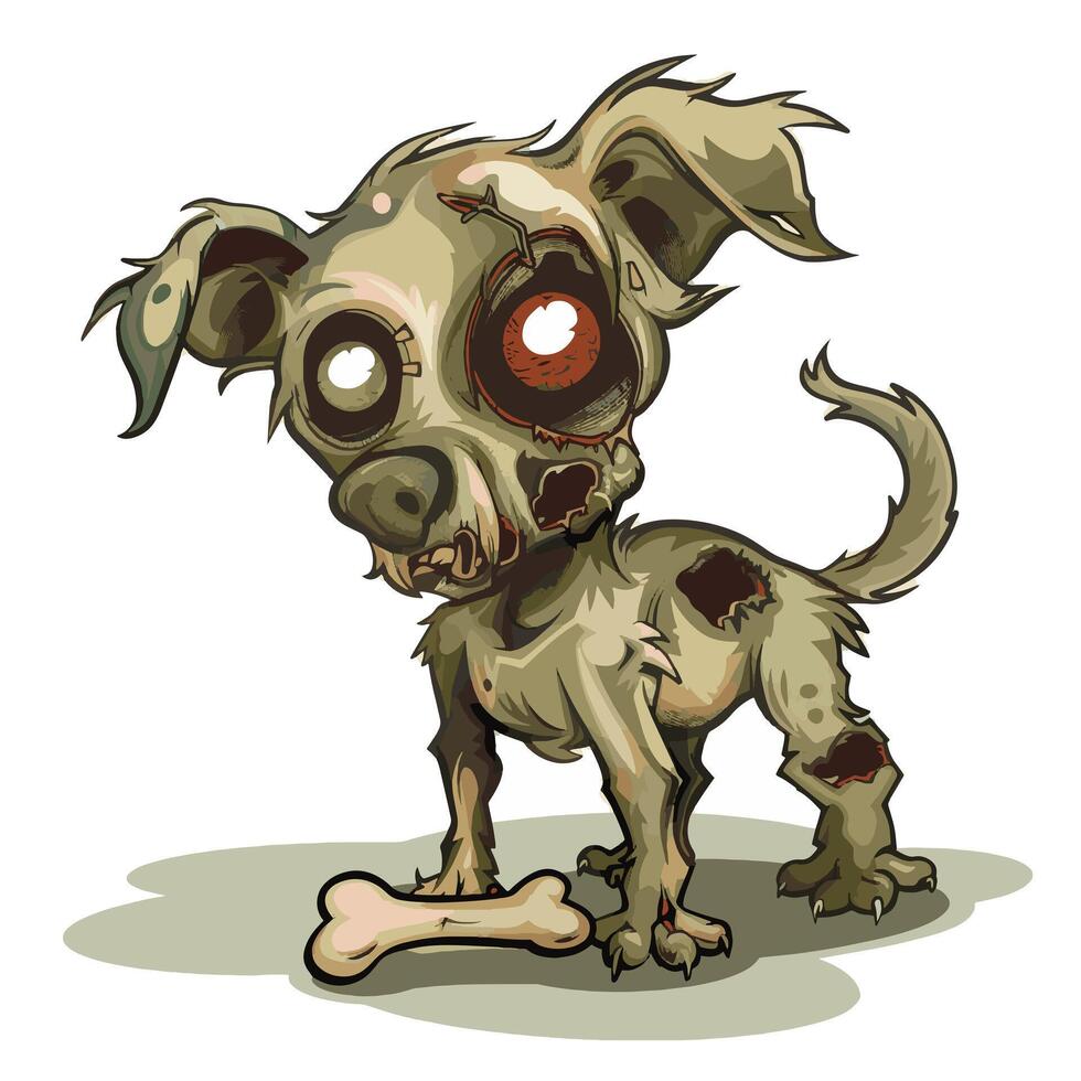 Zombie Dog Floppy Ears and Bone Fun vector
