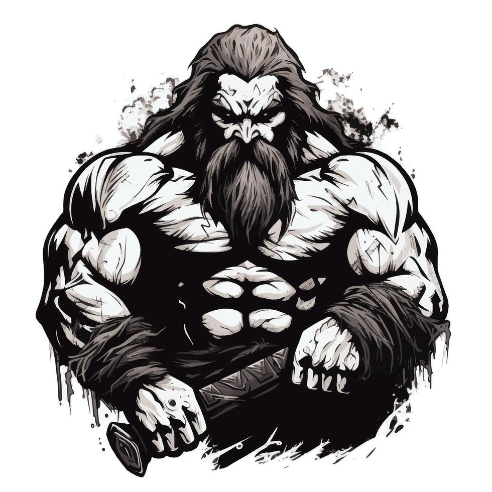 Muscular Barbarian Warrior vector
