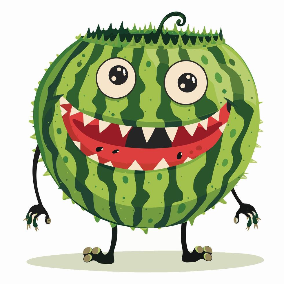 Smiling Watermelon Monster Adorable Food vector