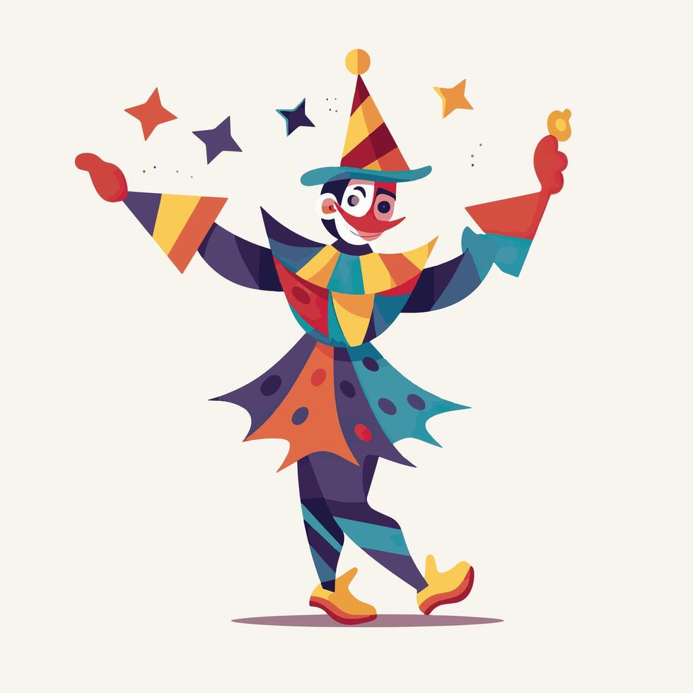 Colorful Jester Character Cartoon Illustration vector