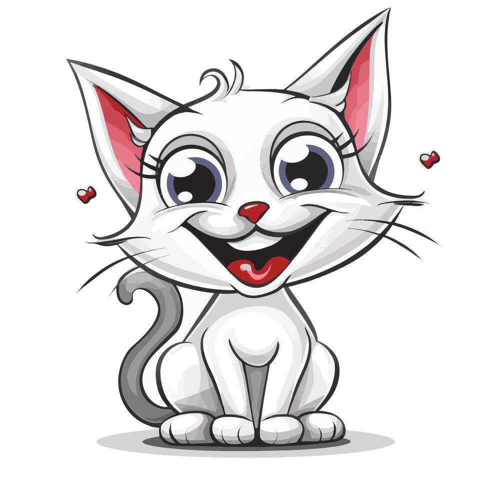 Smiling and animated cartoon cat vector