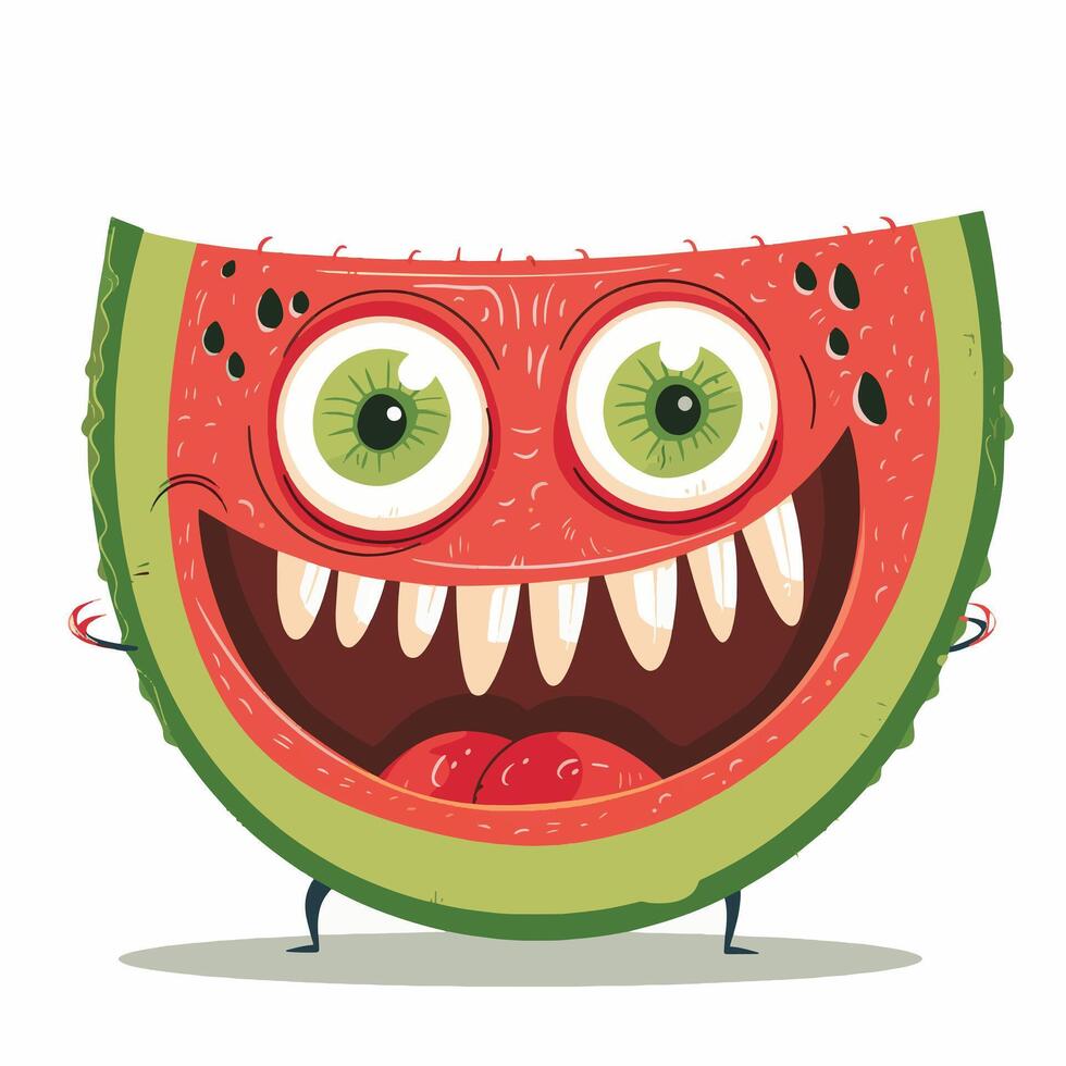 Toothy Grin Watermelon Monster Fun Summer Fruit vector