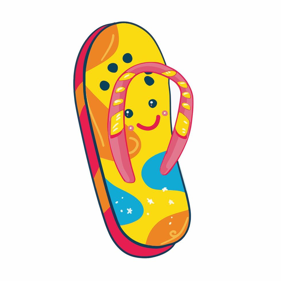 Summer Vibes Bright Sandal with Fun Facial Expression vector