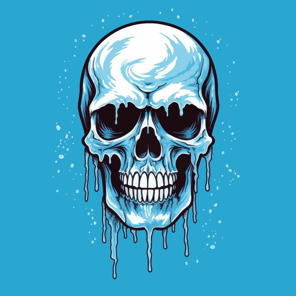 Chilling Chill Hand drawn Frozen Zombie Skull vector