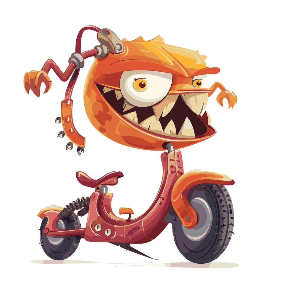 Quirky Monster Scooter Cute and Fun vector