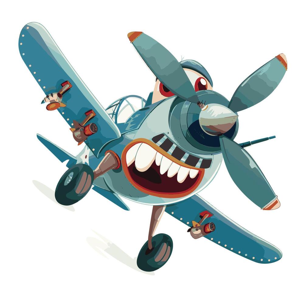 Monstrous Fun in the Sky Cute Airplane with Googly Eyes vector