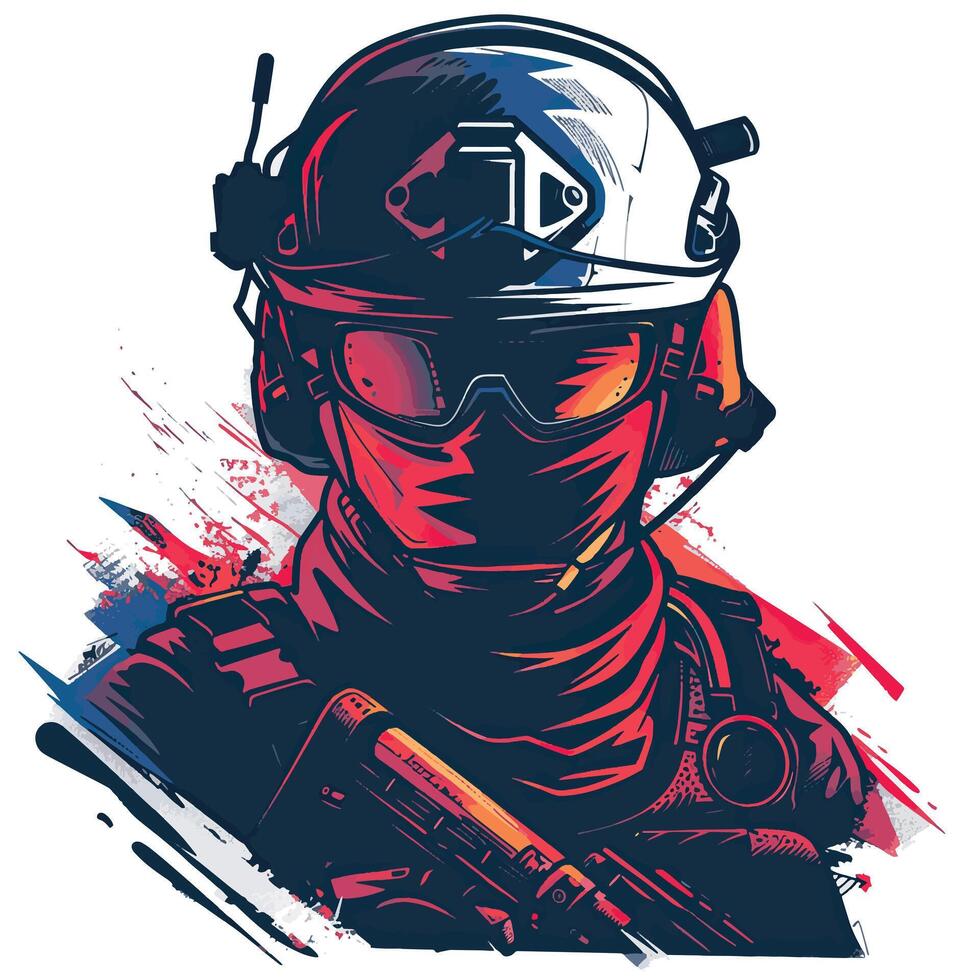 Army Character Illustration Minimalist and Vibrant vector