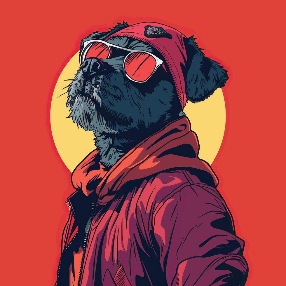 Funky Fido Minimalist Hip Hop Character vector