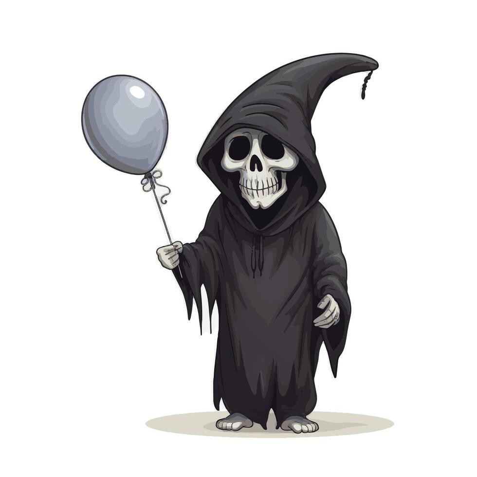 Cartoon Grim Reaper Fun with Balloon vector