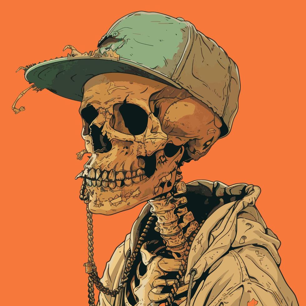 Cool Boney Rapper Monster Skeleton Design vector