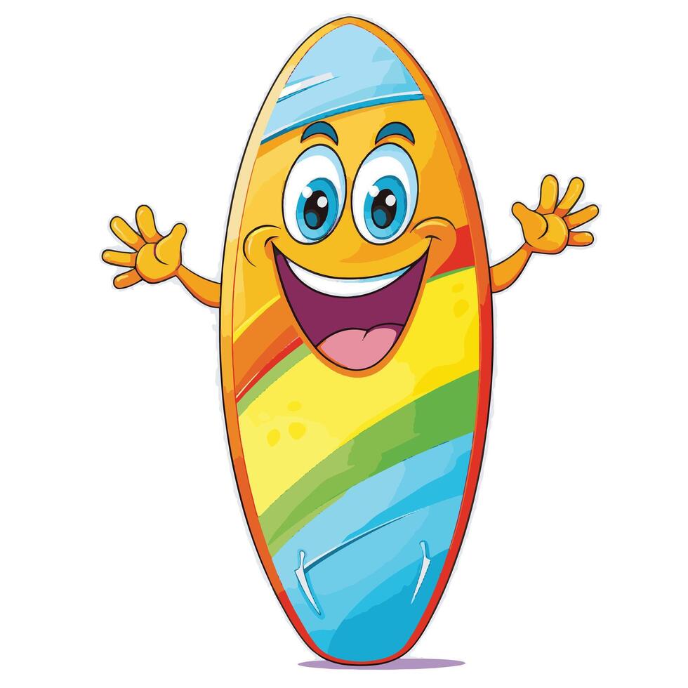 Happy surfboard in vibrant summer colors vector