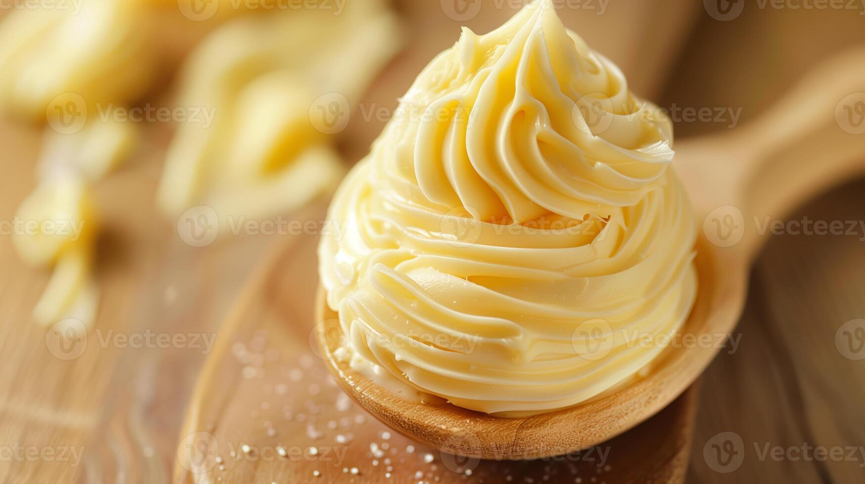 Creamy Butter Swirl on Wooden Spoon photo