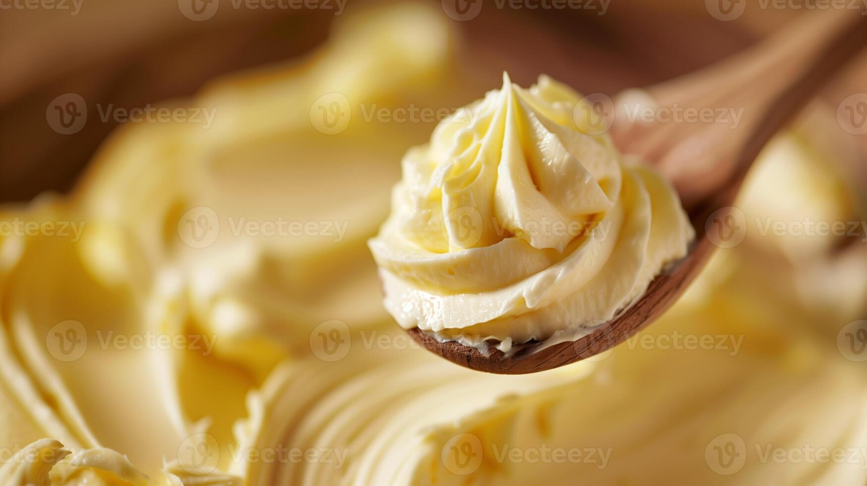 Creamy Butter Swirl on Wooden Spoon photo