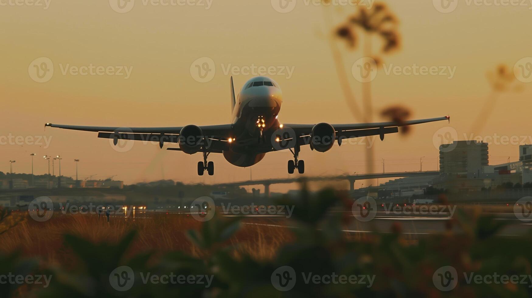 A plane taking off from an airport photo