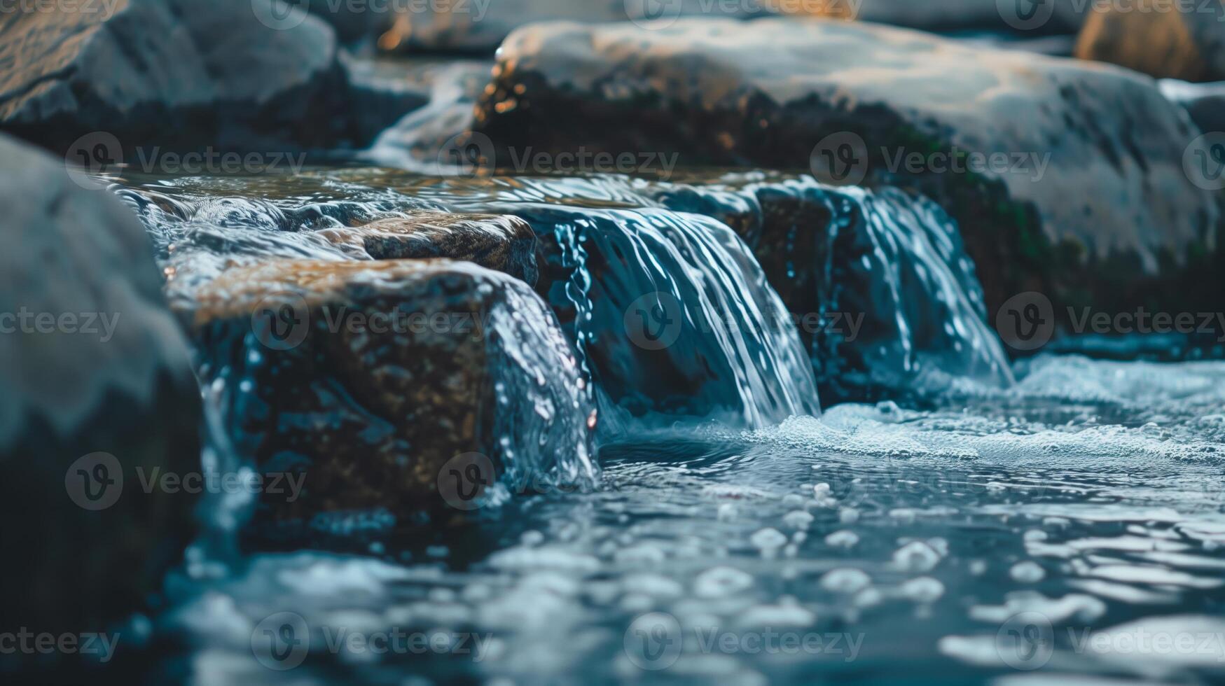 Tranquil Water Flow Over Rocks in Nature Embrace photo