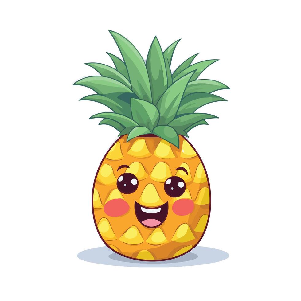 Happy Pineapple Cheerful Summer Fruit with a Funny Face vector