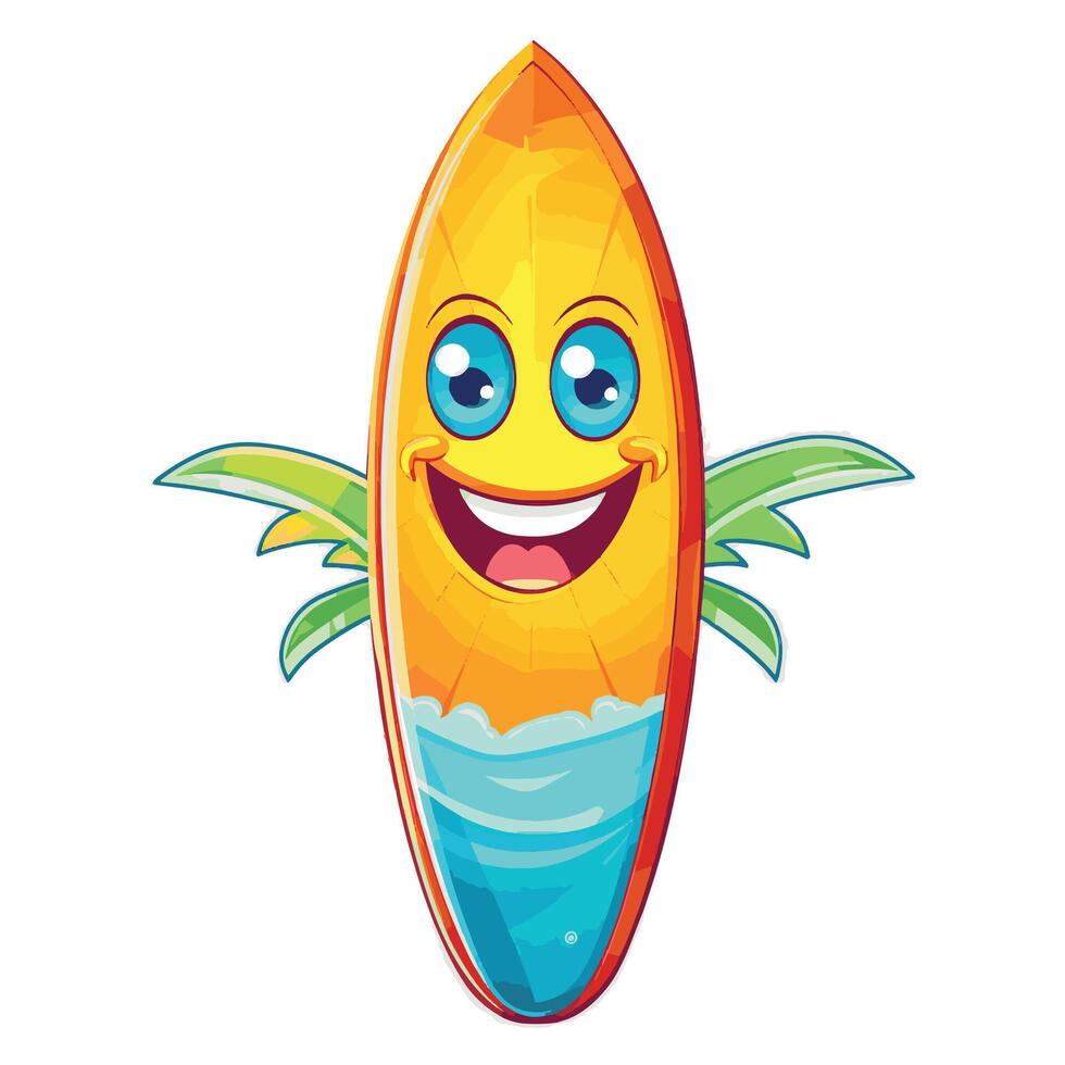 Adorable surfboard in bright summer hues vector
