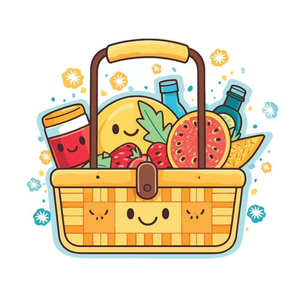 Happy picnic-themed illustration, summer accessory vector