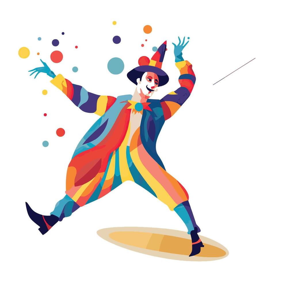 Jester Performing Tricks Minimalist Drawing vector
