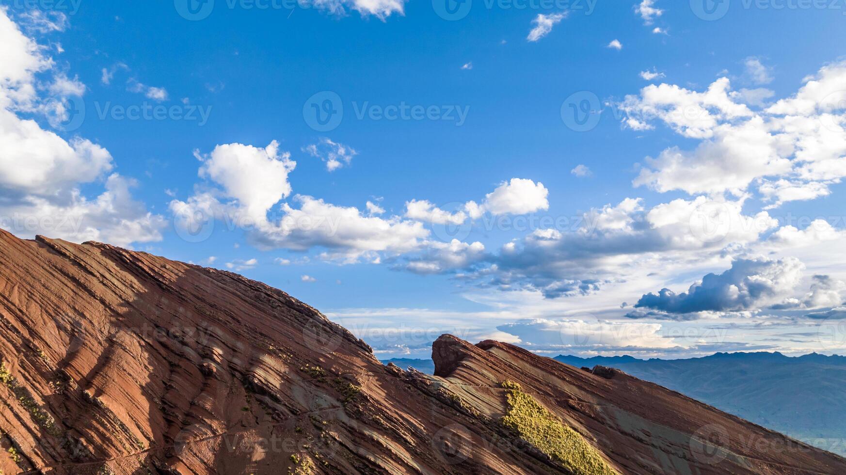 Rainbow Mountain, Peru. Also known as Cerro Colorado near to Cusco. Aerial view. photo