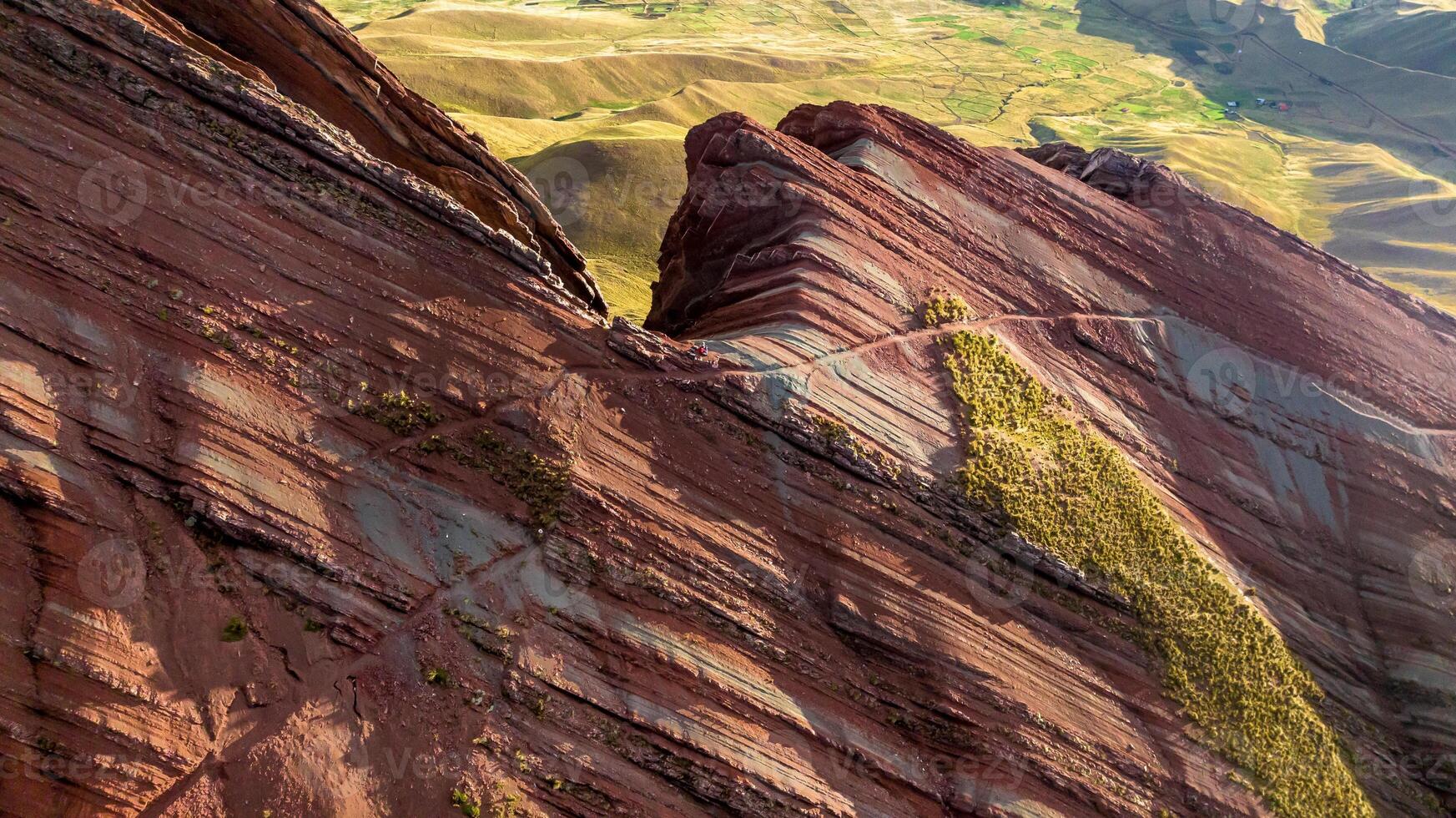 Rainbow Mountain, Peru. Also known as Cerro Colorado near to Cusco. Aerial view. photo