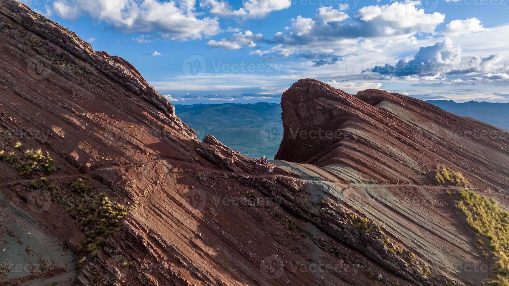 Rainbow Mountain, Peru. Also known as Cerro Colorado near to Cusco. Aerial view. photo