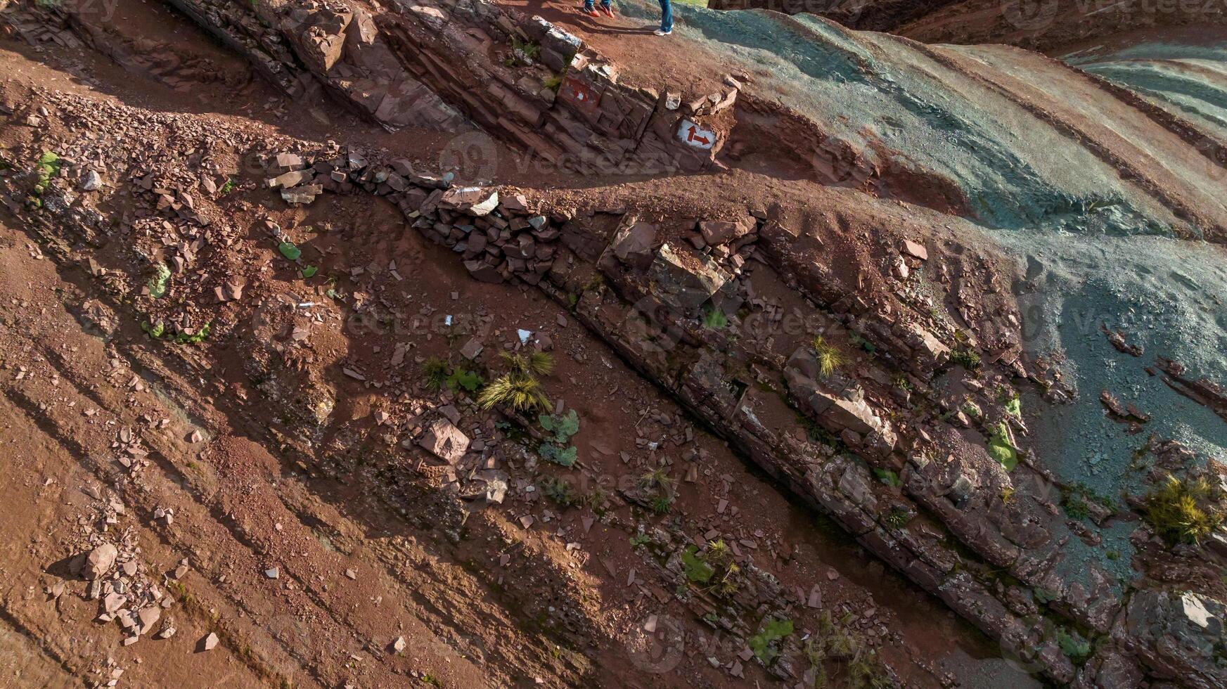 Rainbow Mountain, Peru. Also known as Cerro Colorado near to Cusco. Aerial view. photo