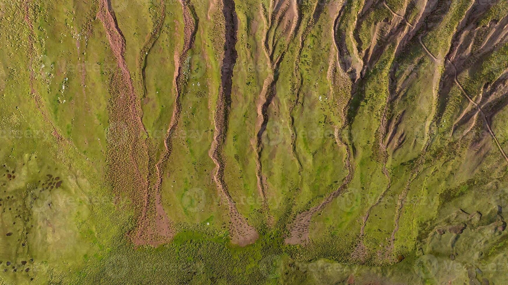Rainbow Mountain, Peru. Also known as Cerro Colorado near to Cusco. Aerial view. photo
