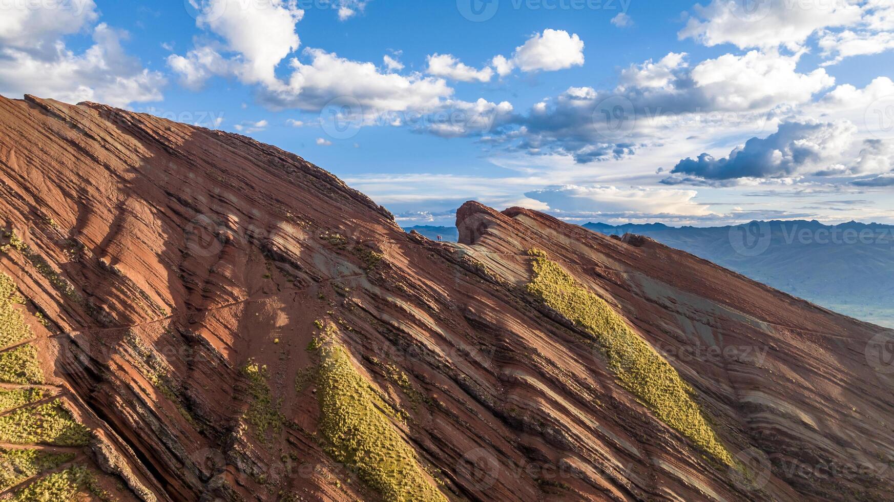 Rainbow Mountain, Peru. Also known as Cerro Colorado near to Cusco. Aerial view. photo