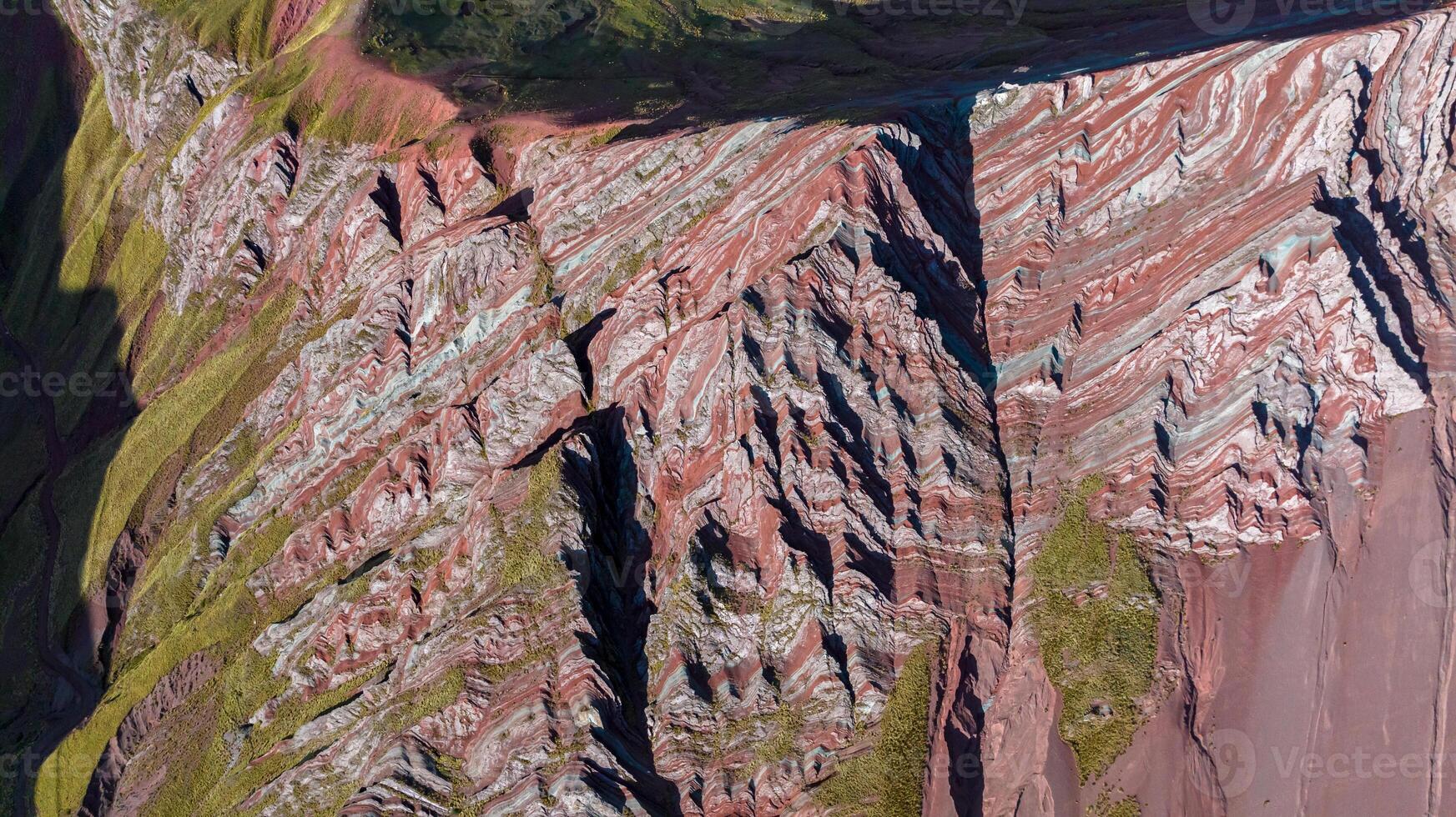 Rainbow Mountain, Peru. Also known as Cerro Colorado near to Cusco. Aerial view. photo