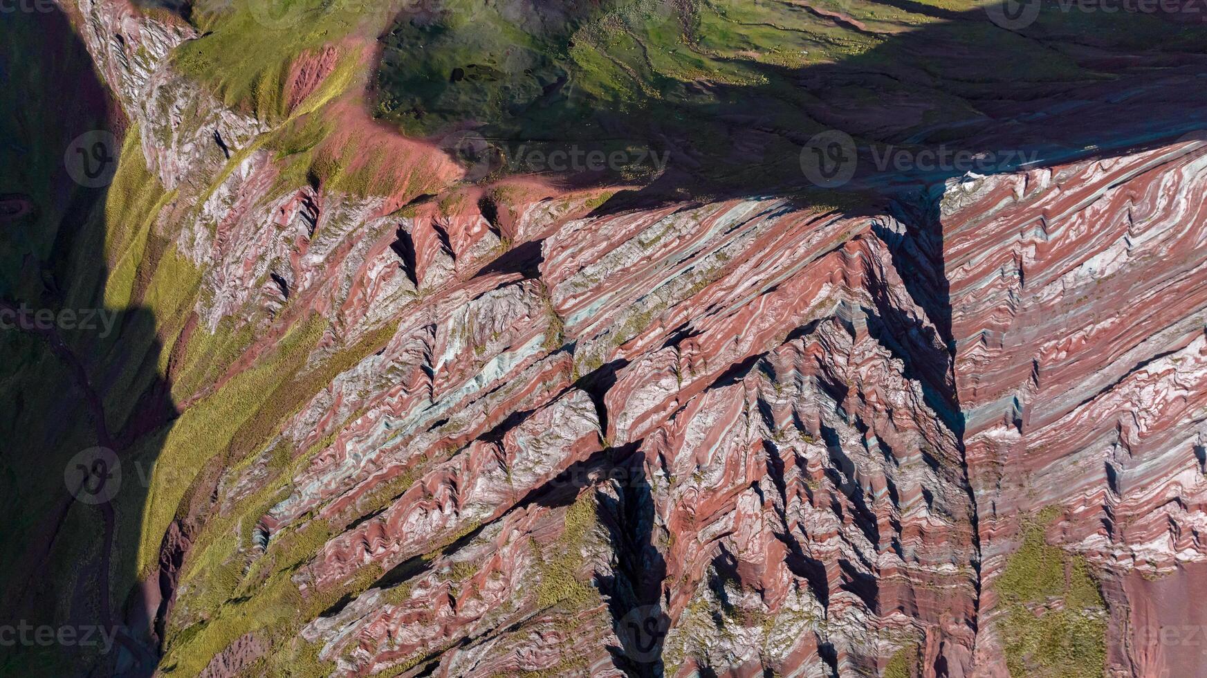 Rainbow Mountain, Peru. Also known as Cerro Colorado near to Cusco. Aerial view. photo